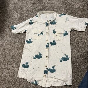 Kate Quinn Bamboo Top Size 8 Whale Print Short Sleeve Soft Stretch